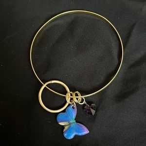 Beautiful butterfly and heart charm keychain bracelet